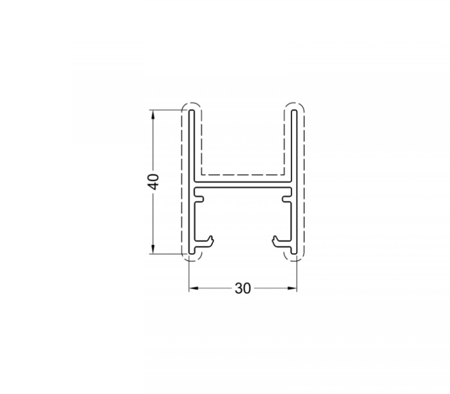 DW232 Abdeckprofil 40mm H-Form