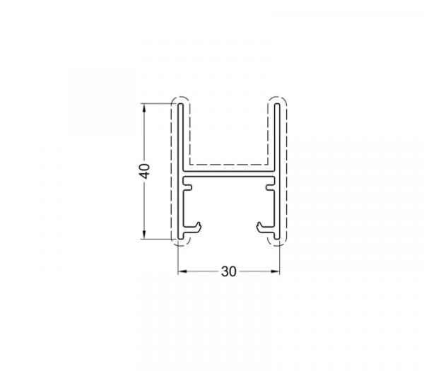 DW232 Abdeckprofil 40mm H-Form